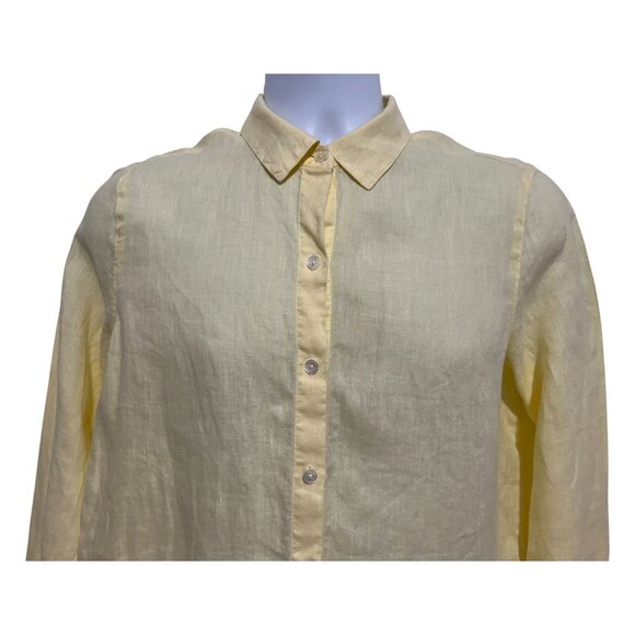 J. Jill Love Linen Womens XS Button-Up Shirt Light Yellow - Picture 5 of 10